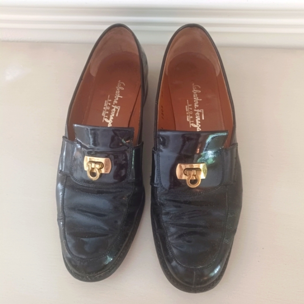 Salvatore Ferragamo Black Leather Loafers 8.5 B